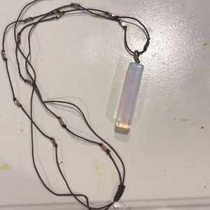 Opal pull tie necklace